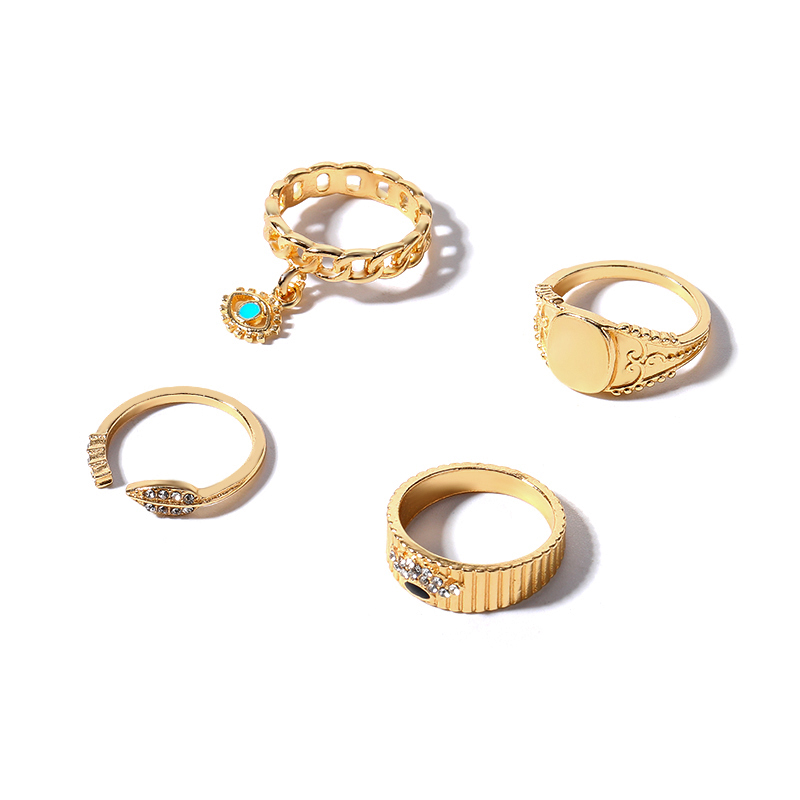 Sweet Devilu0027S Eye Leaves Alloy Plating Chain Zircon Rings