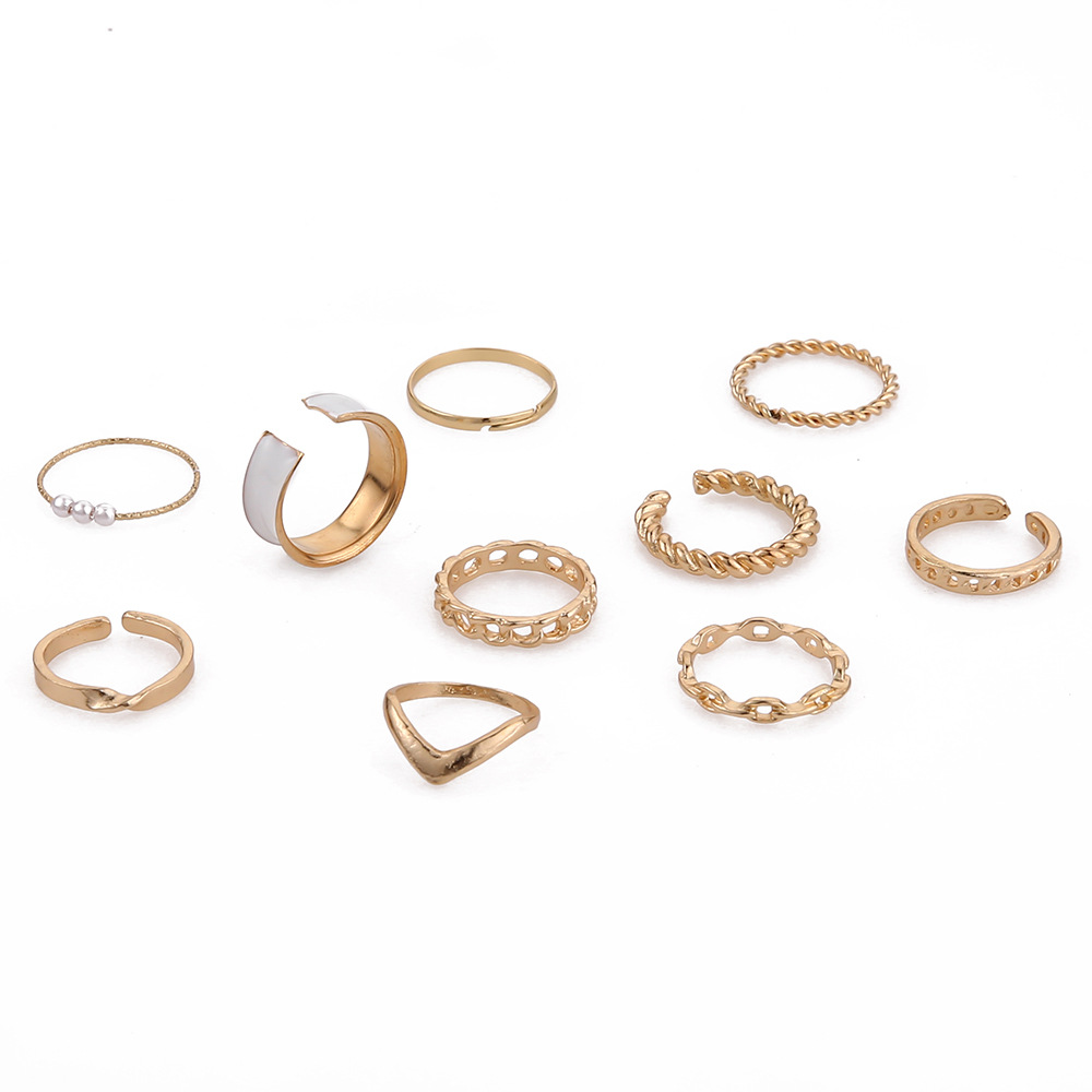 Simple Style Twist Alloy Enamel Plating Open Ring 10 Pieces