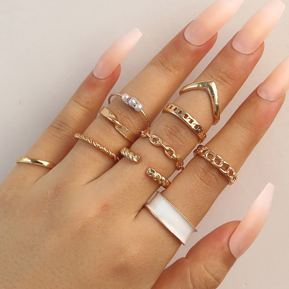 Simple Style Twist Alloy Enamel Plating Open Ring 10 Pieces