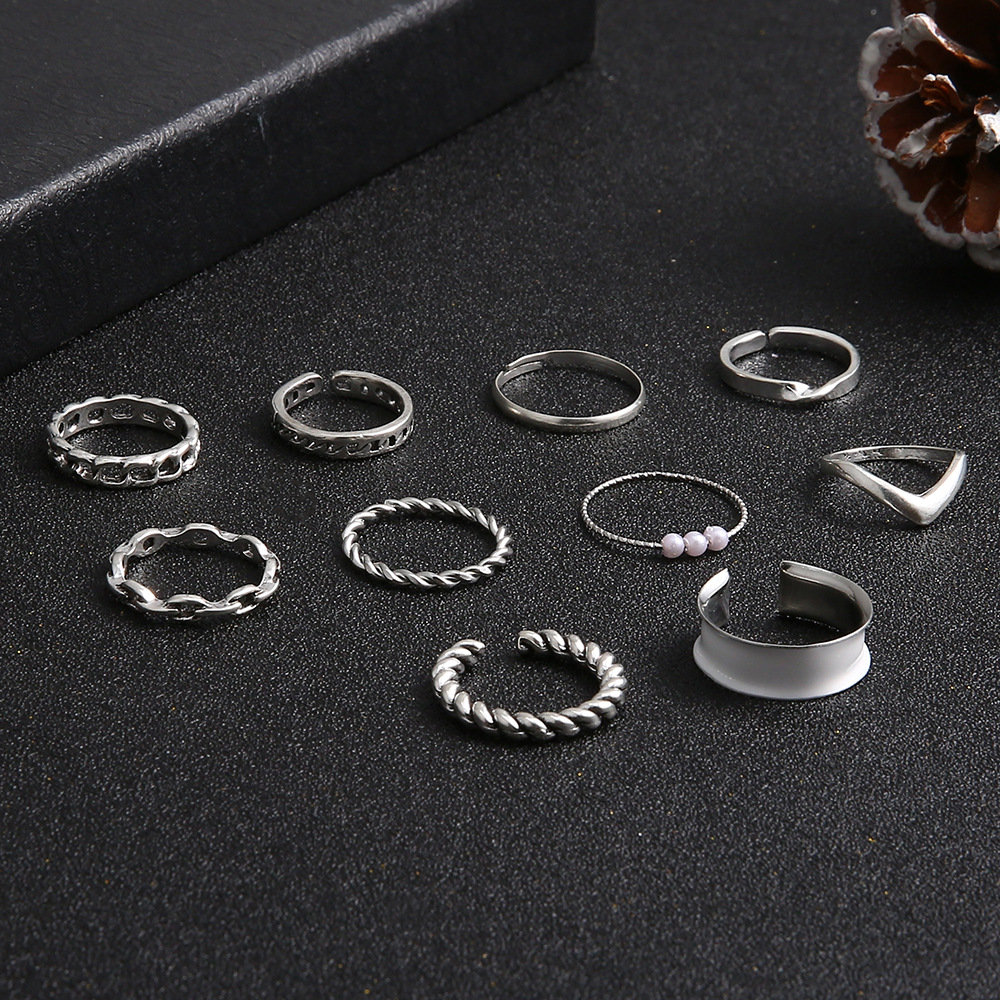 Simple Style Twist Alloy Enamel Plating Open Ring 10 Pieces