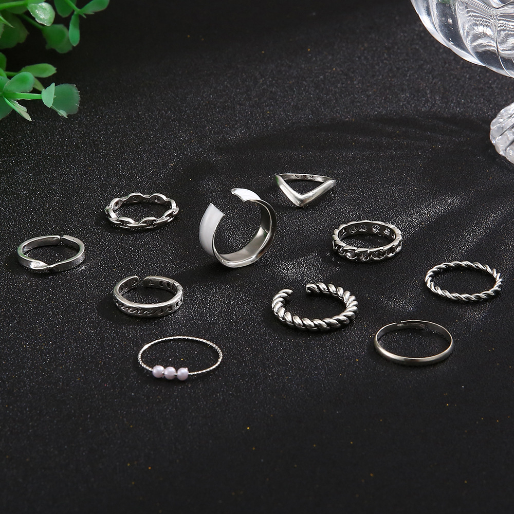 Simple Style Twist Alloy Enamel Plating Open Ring 10 Pieces