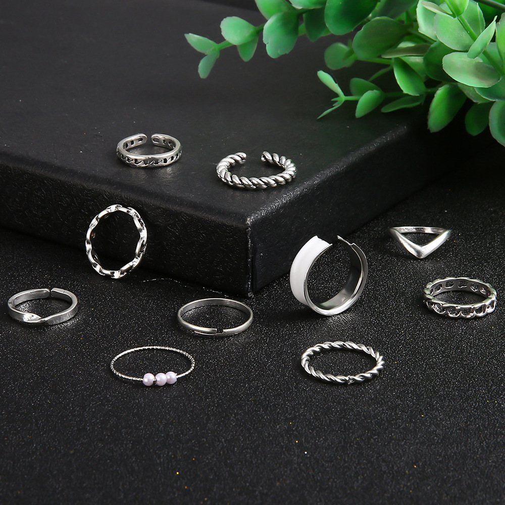 Simple Style Twist Alloy Enamel Plating Open Ring 10 Pieces