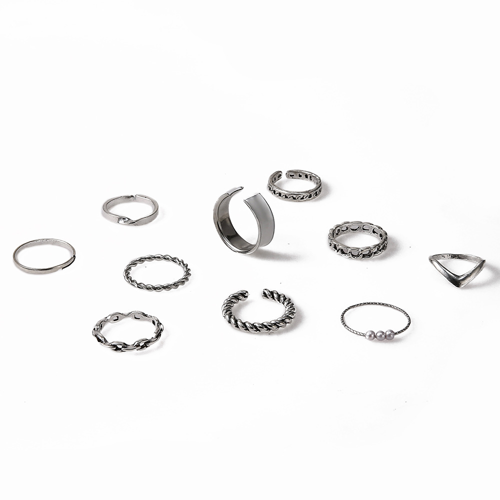 Simple Style Twist Alloy Enamel Plating Open Ring 10 Pieces