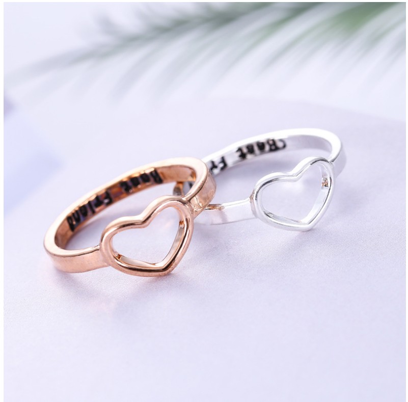 Fashion Heart Shape Alloy Hollow Out Rings 1 Piece