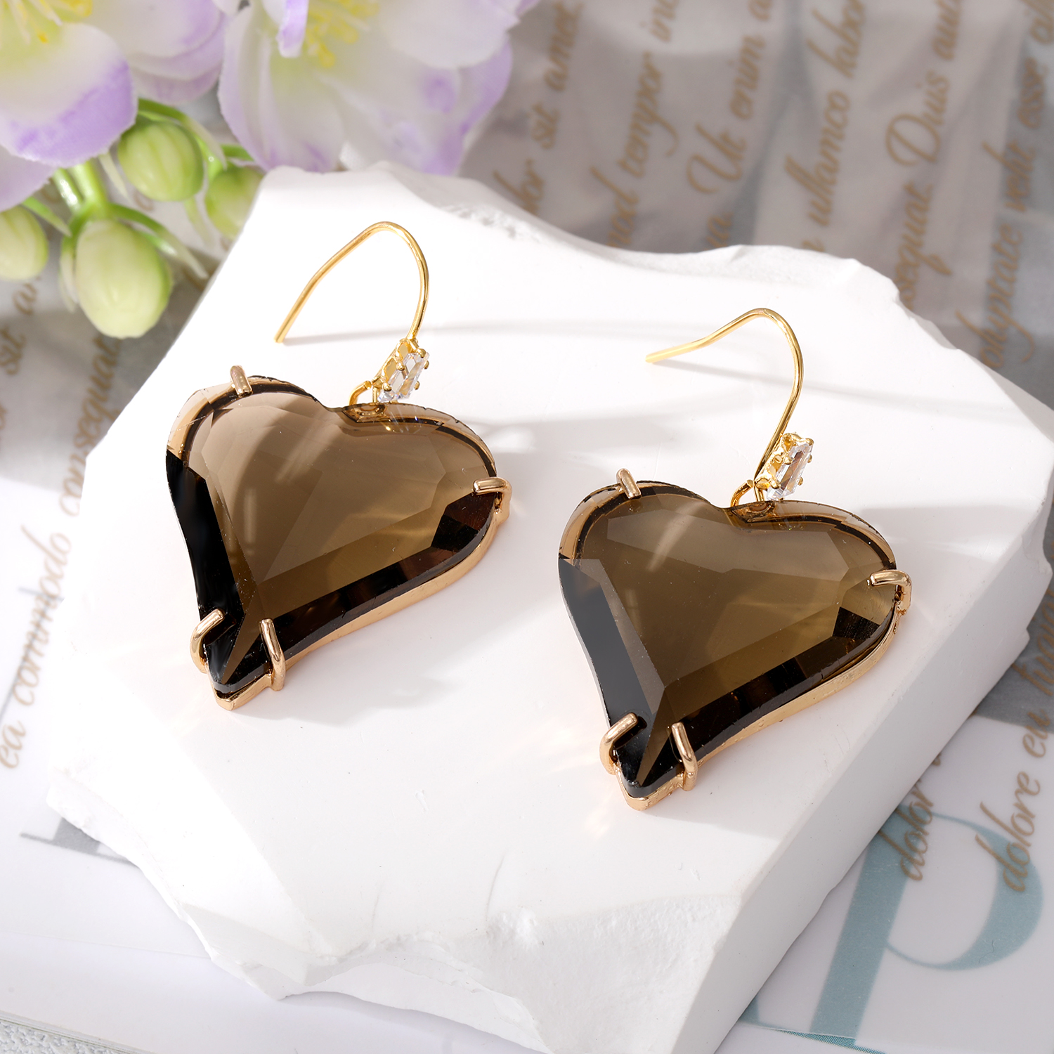 Fashion Heart Shape Alloy Crystal Drop Earrings 1 Piece