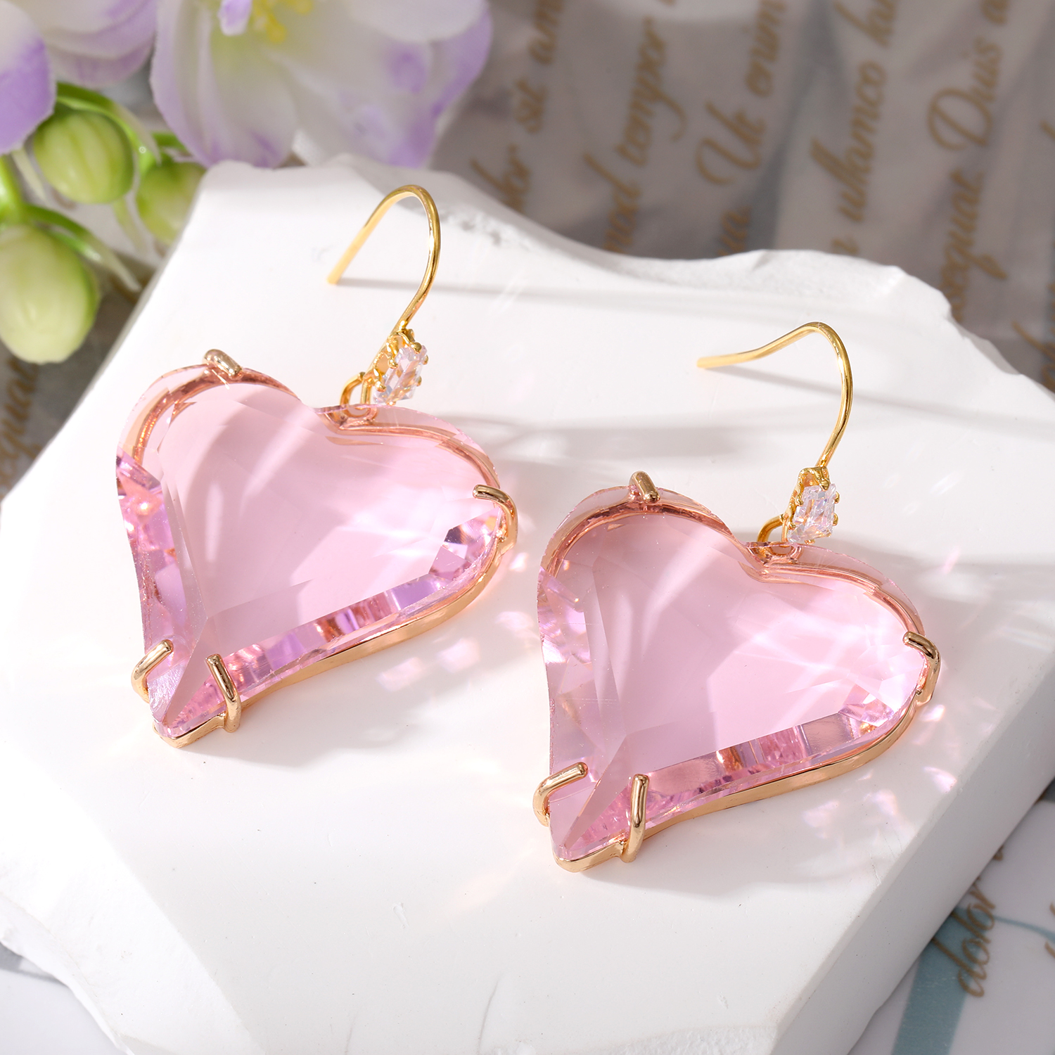 Fashion Heart Shape Alloy Crystal Drop Earrings 1 Piece