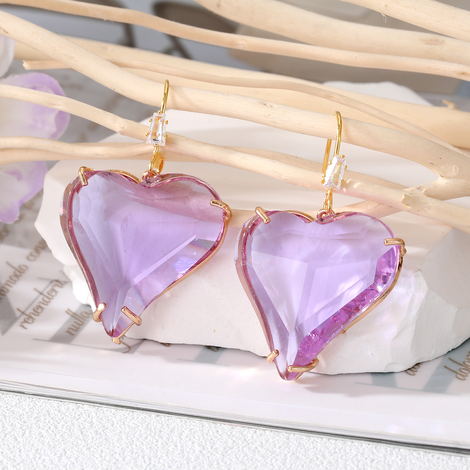 Fashion Heart Shape Alloy Crystal Drop Earrings 1 Piece