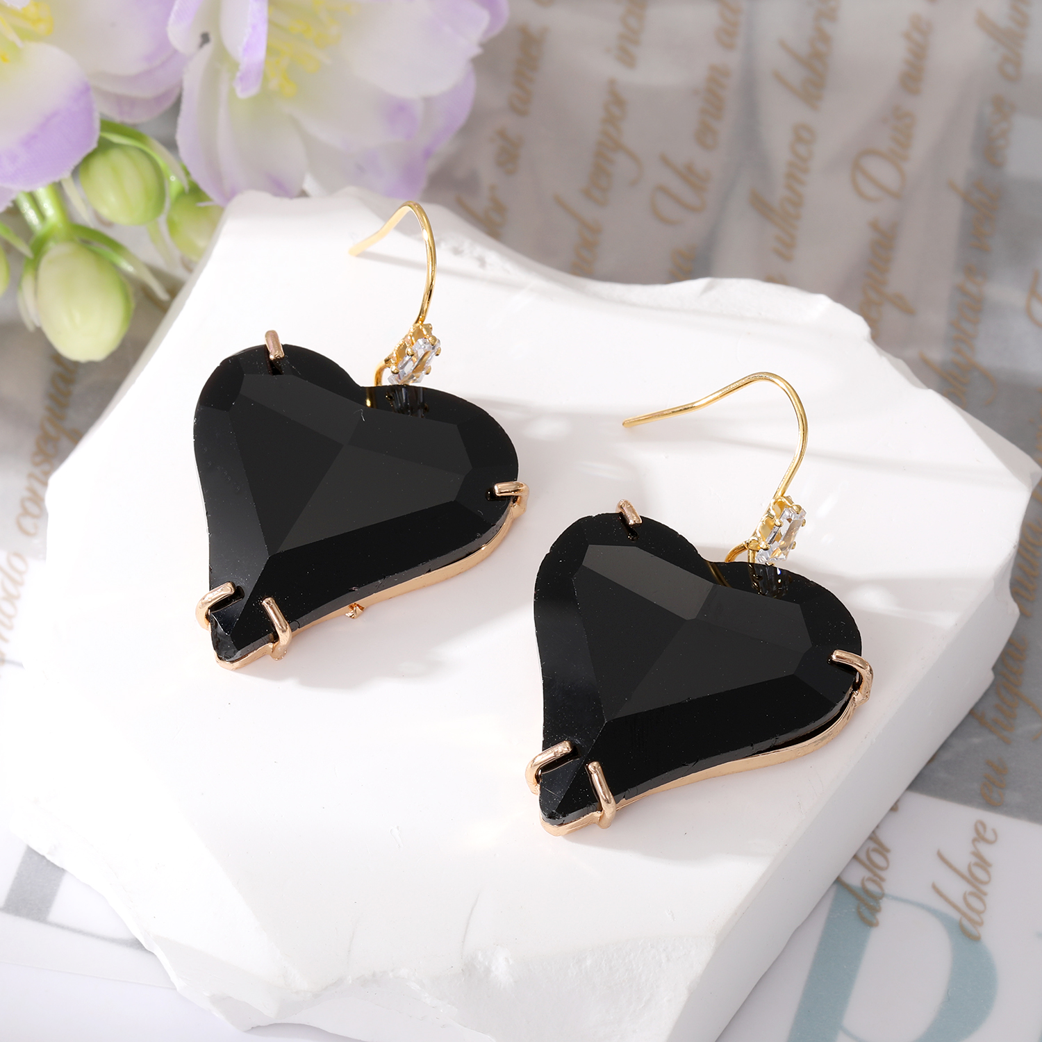 Fashion Heart Shape Alloy Crystal Drop Earrings 1 Piece