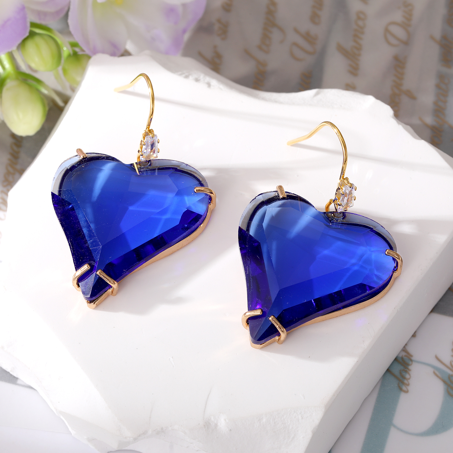 Fashion Heart Shape Alloy Crystal Drop Earrings 1 Piece