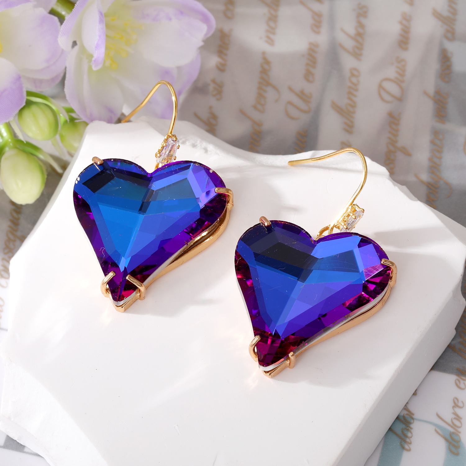 Fashion Heart Shape Alloy Crystal Drop Earrings 1 Piece