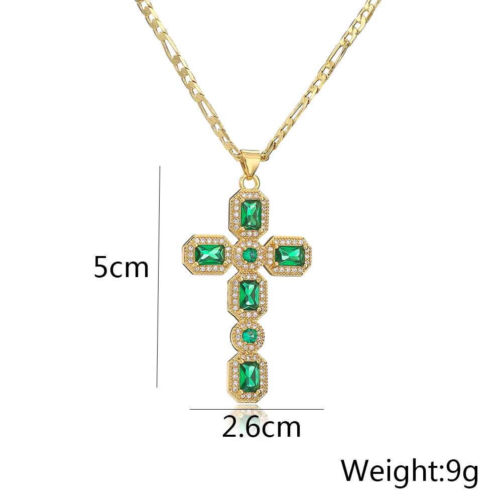 Fashion Cross Copper Pendant Necklace Plating Inlay Zircon Copper Necklaces