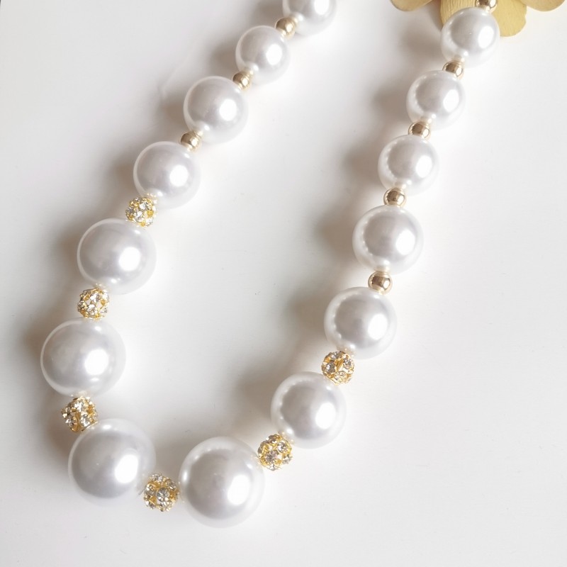 Luxurious Geometric Artificial Pearl Beaded Rhinestone Necklace