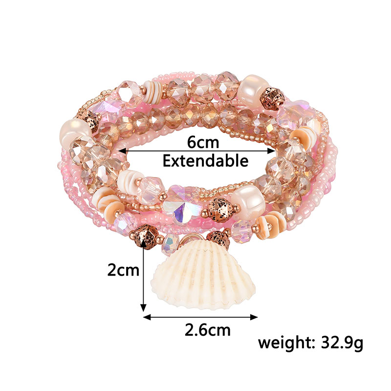 Sweet Shell Arylic Alloy Resin Beaded Layered Bracelets