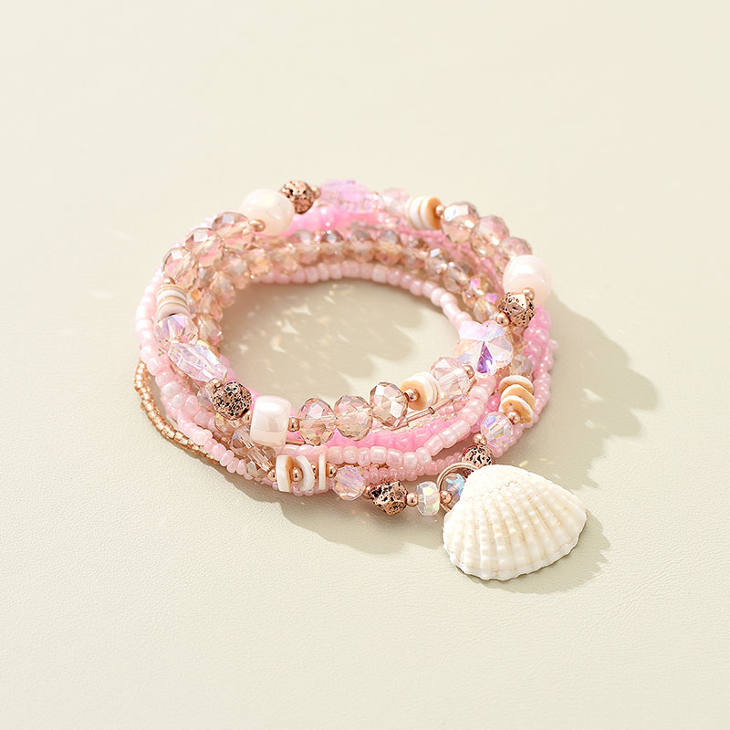 Sweet Shell Arylic Alloy Resin Beaded Layered Bracelets