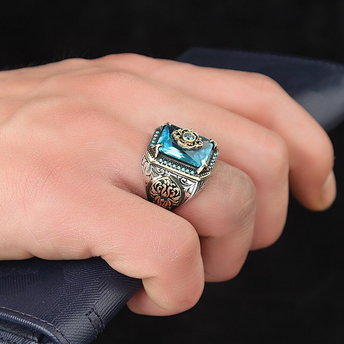 Baroque Style Geometric Alloy Inlay Artificial Gemstones Artificial Diamond Rings 1 Piece