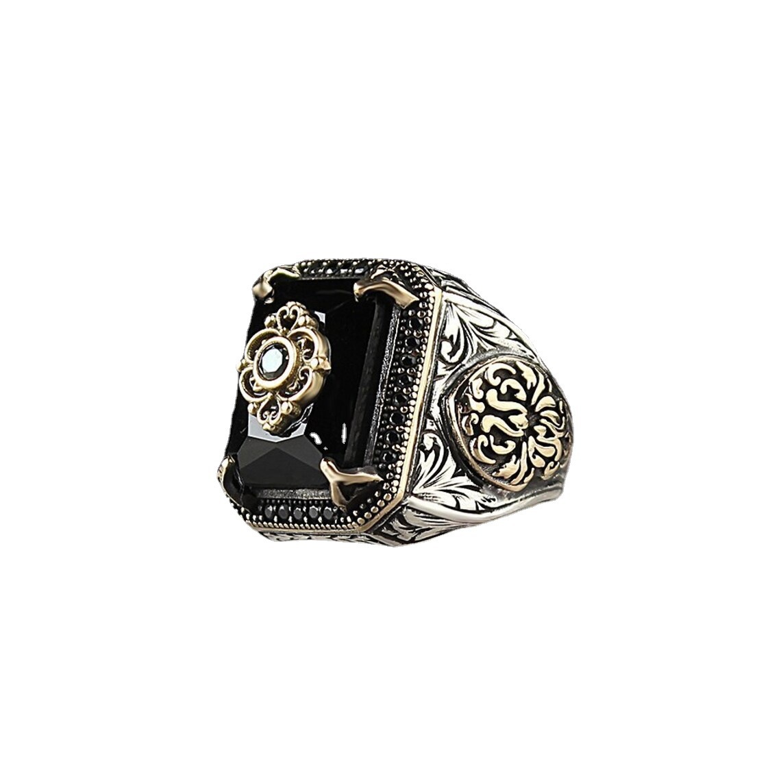 Baroque Style Geometric Alloy Inlay Artificial Gemstones Artificial Diamond Rings 1 Piece