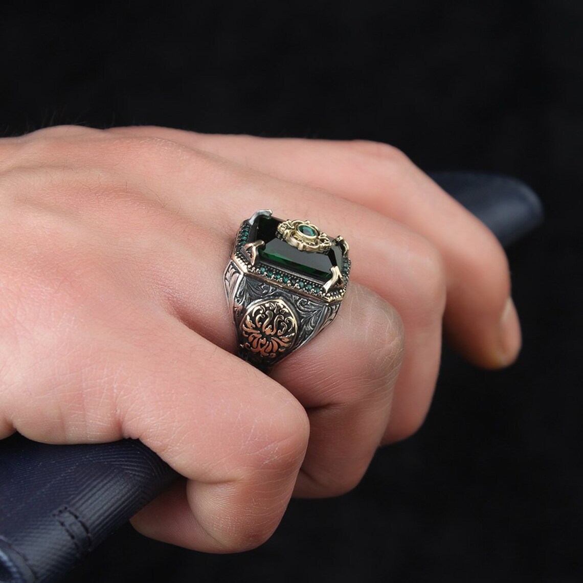 Baroque Style Geometric Alloy Inlay Artificial Gemstones Artificial Diamond Rings 1 Piece
