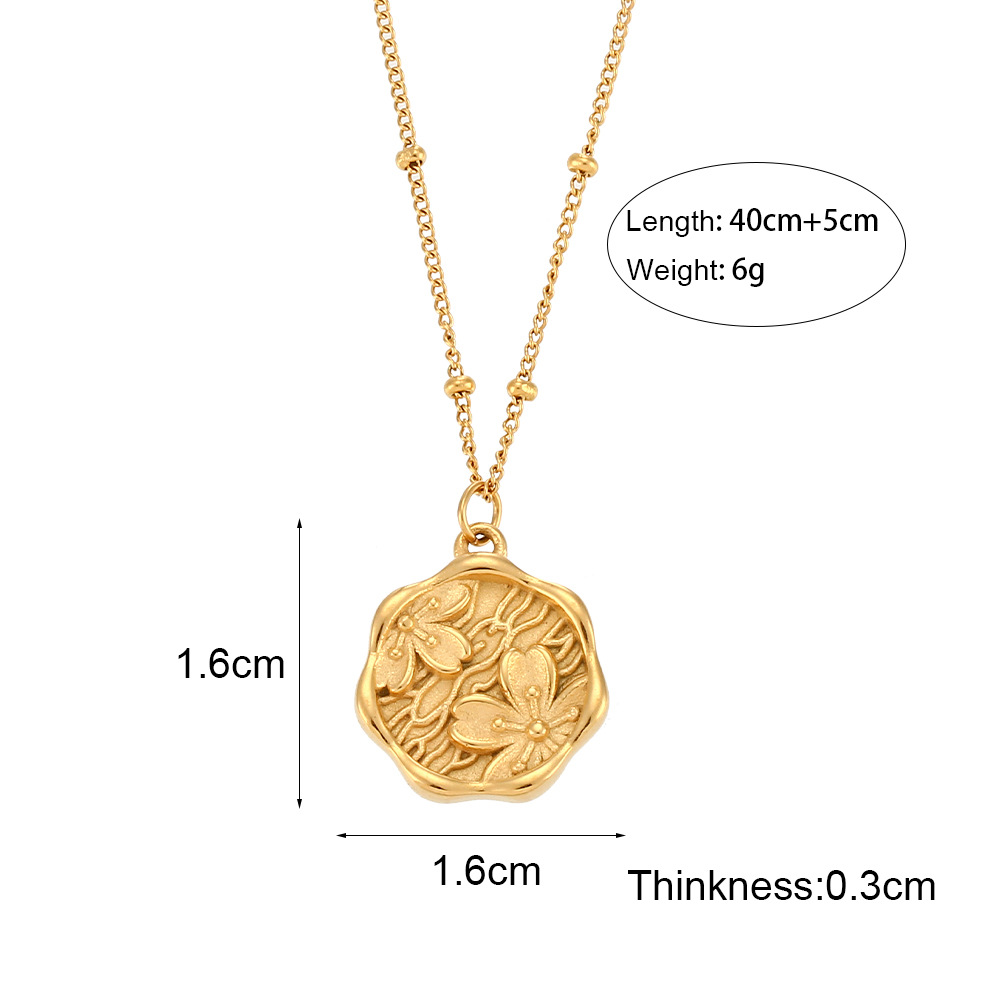 Retro Flower Stainless Steel Plating Necklace
