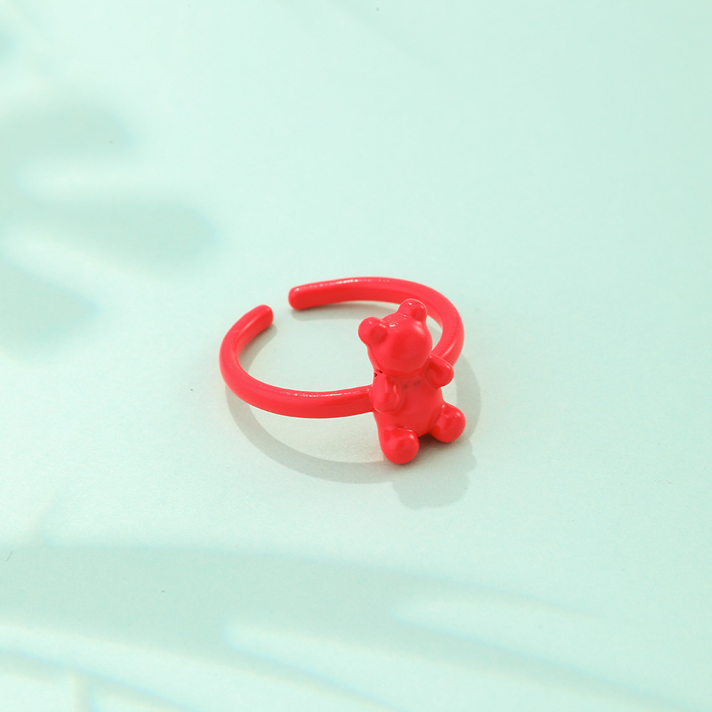 Cute Bear Resin Plating Open Ring 1 Piece