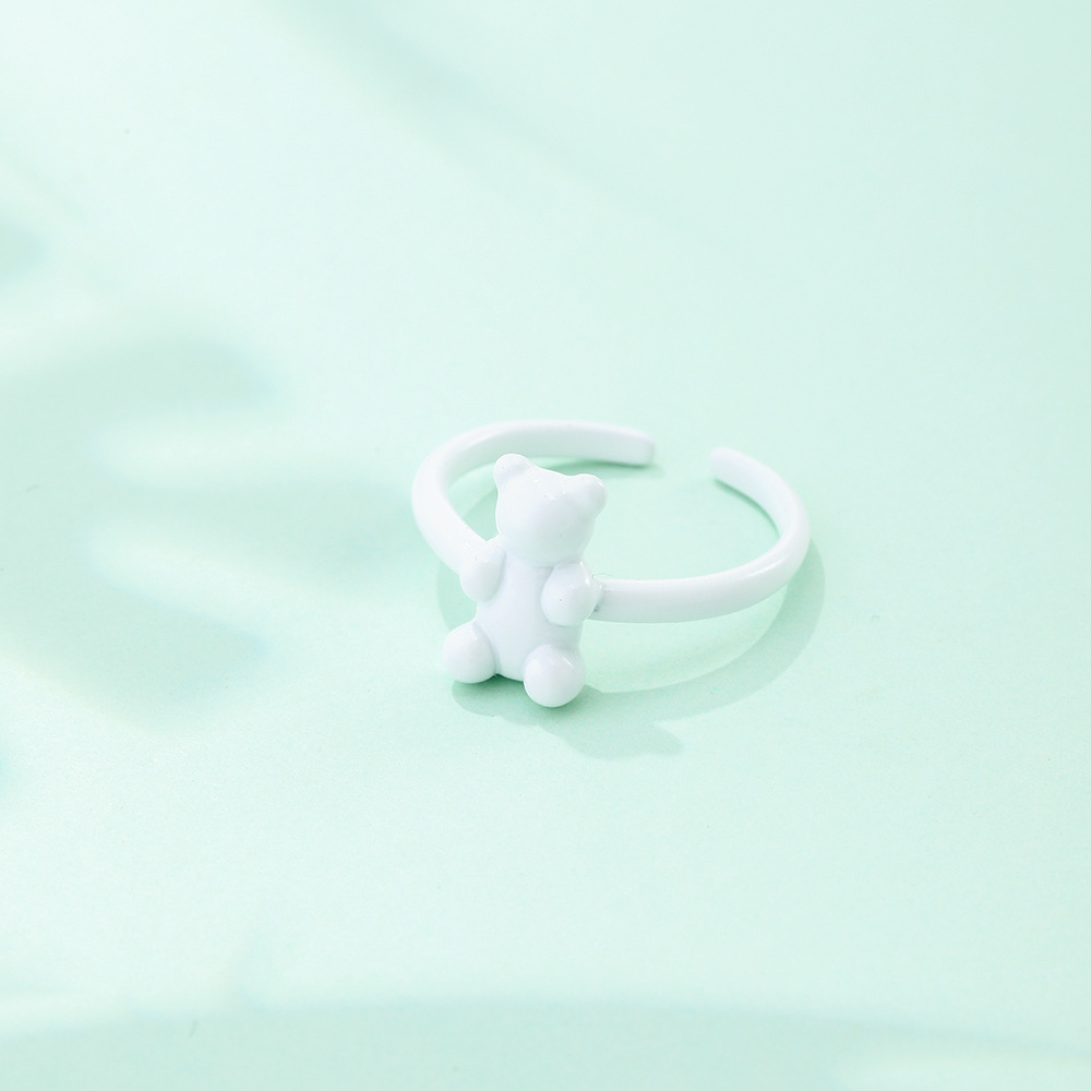 Cute Bear Resin Plating Open Ring 1 Piece