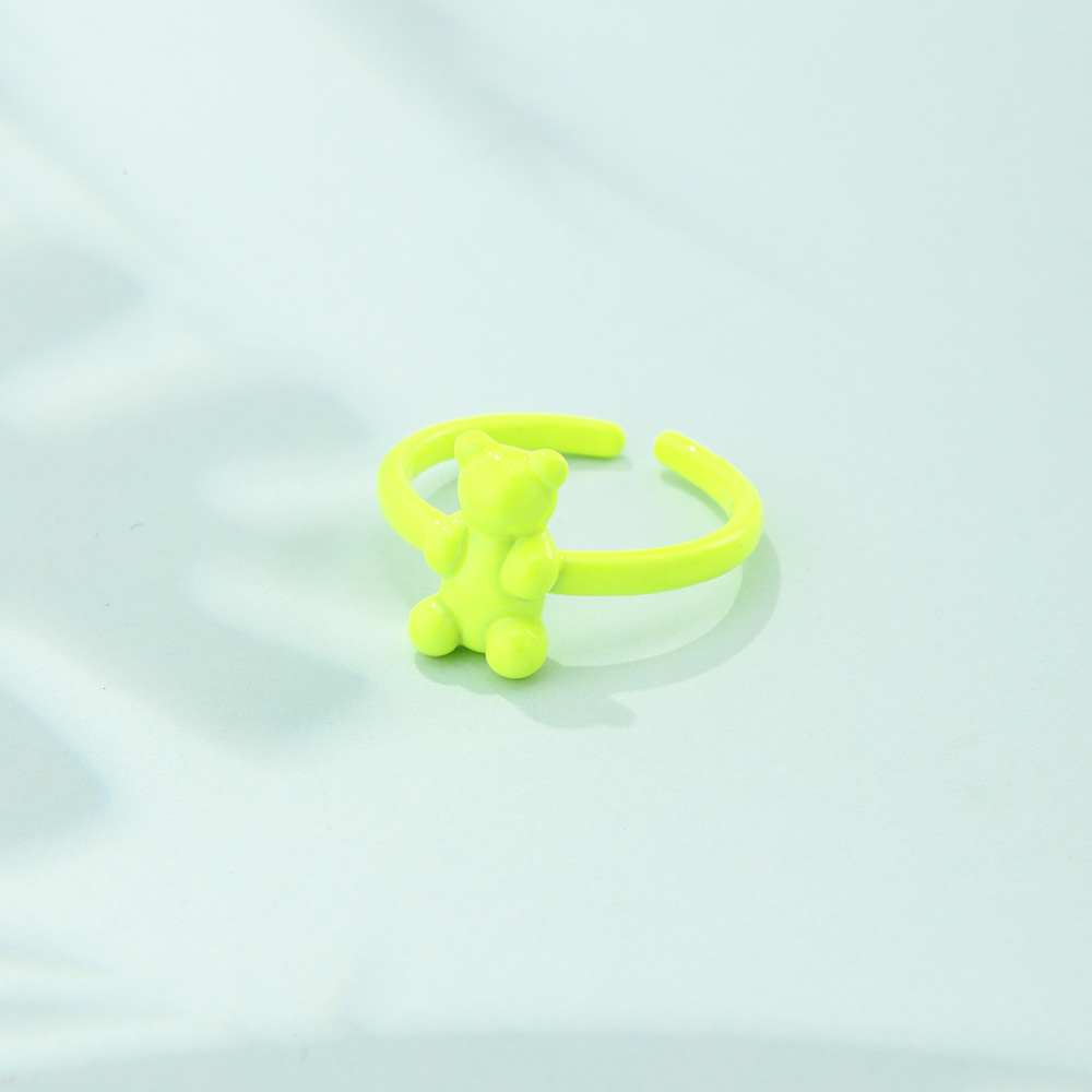 Cute Bear Resin Plating Open Ring 1 Piece