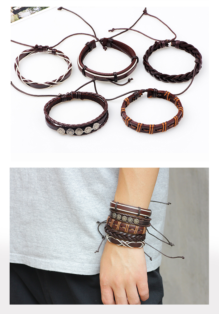 Fashion Star Alloy Leather Rivet Bracelets