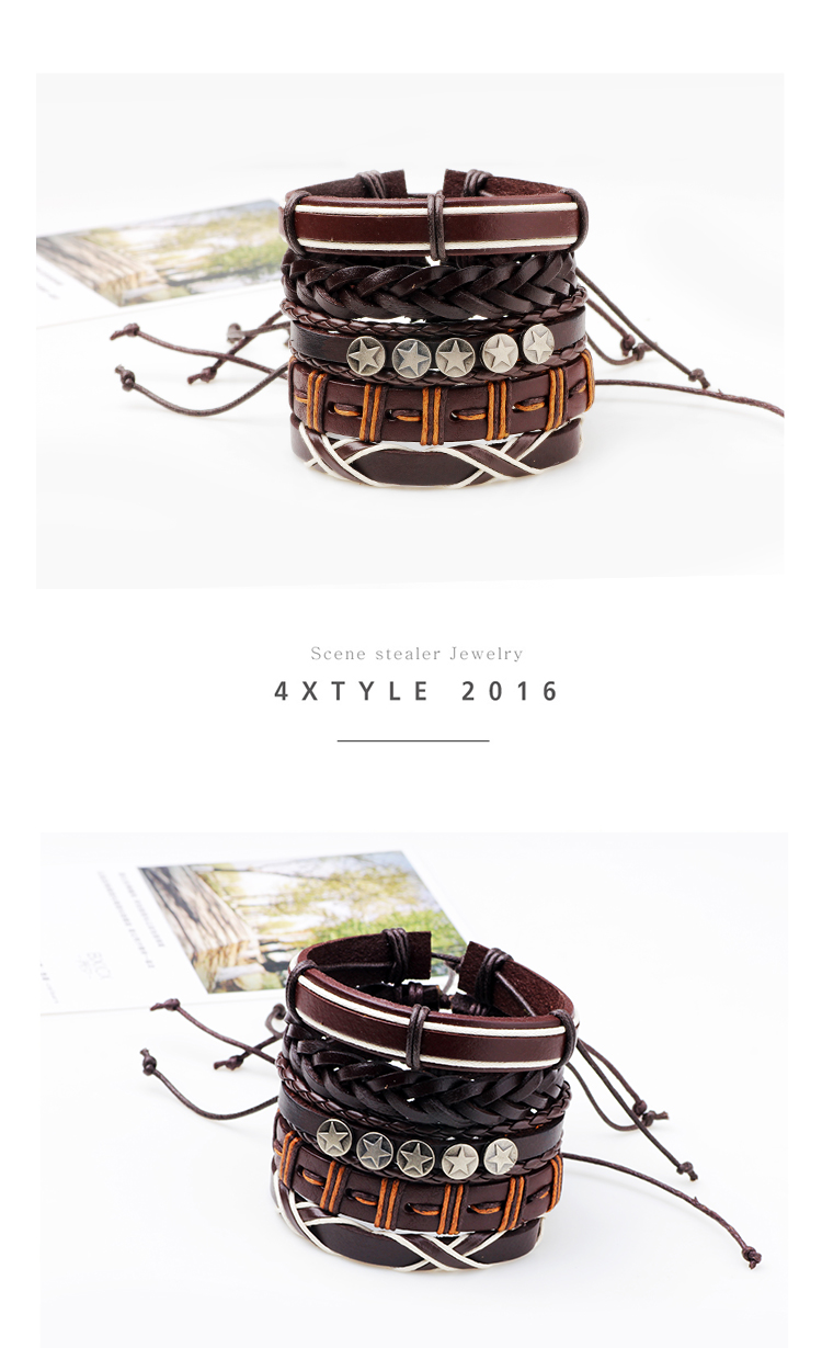 Fashion Star Alloy Leather Rivet Bracelets