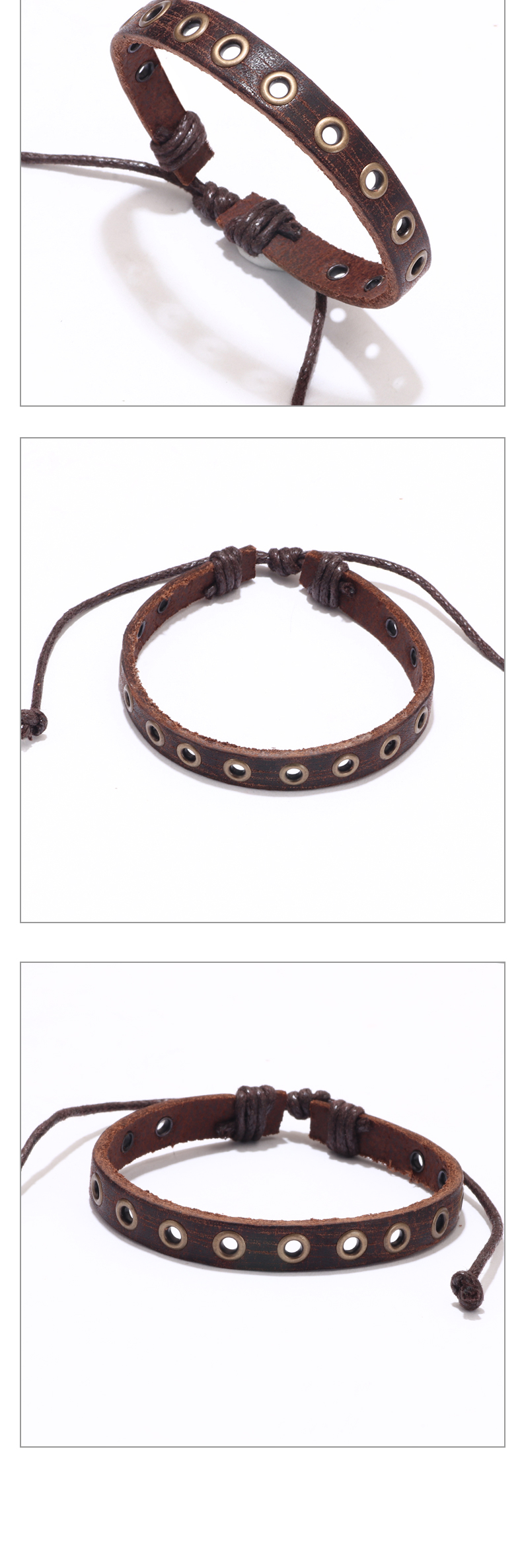 Fashion Solid Color Alloy Leather Hollow Out Bracelets