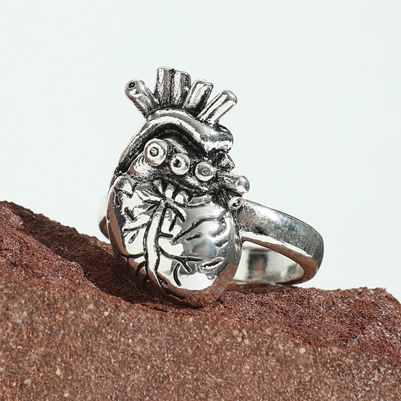 Punk Heart Shape Alloy Plating Rings