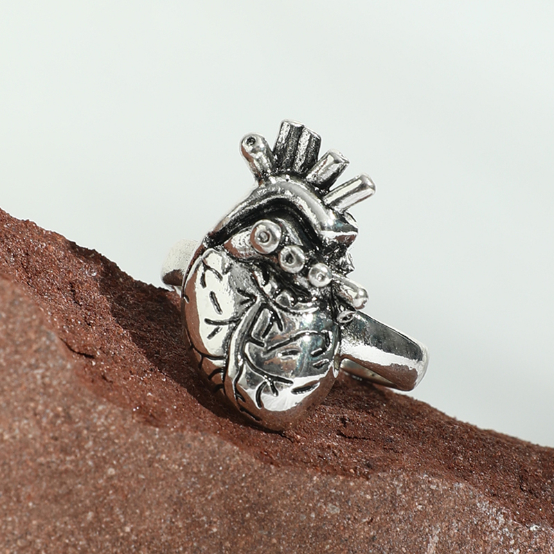 Punk Heart Shape Alloy Plating Rings