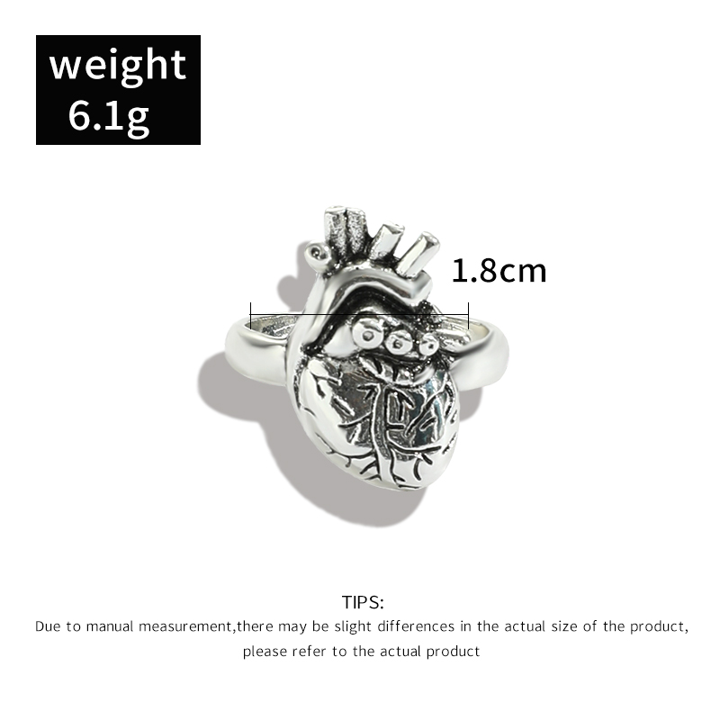 Punk Heart Shape Alloy Plating Rings