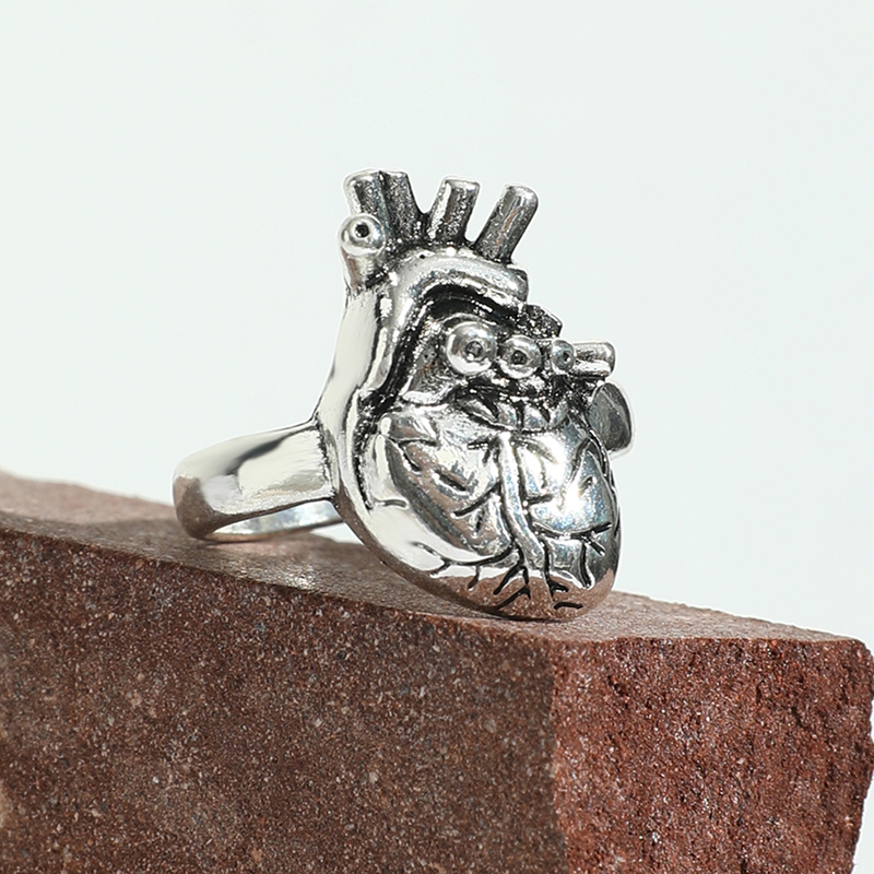 Punk Heart Shape Alloy Plating Rings