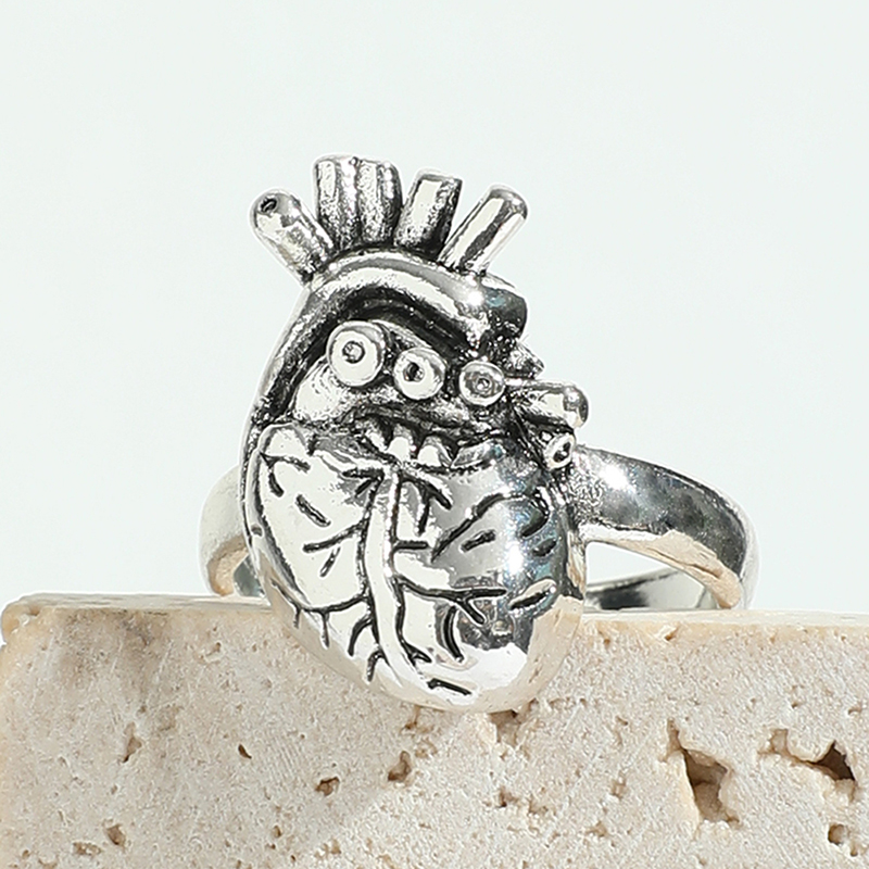 Punk Heart Shape Alloy Plating Rings