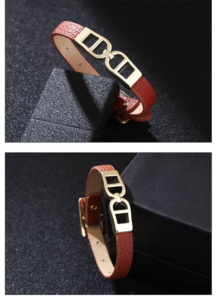 Fashion Solid Color PU Leather Alloy Bracelets