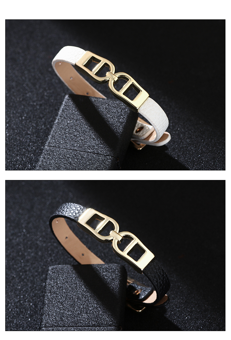 Fashion Solid Color PU Leather Alloy Bracelets