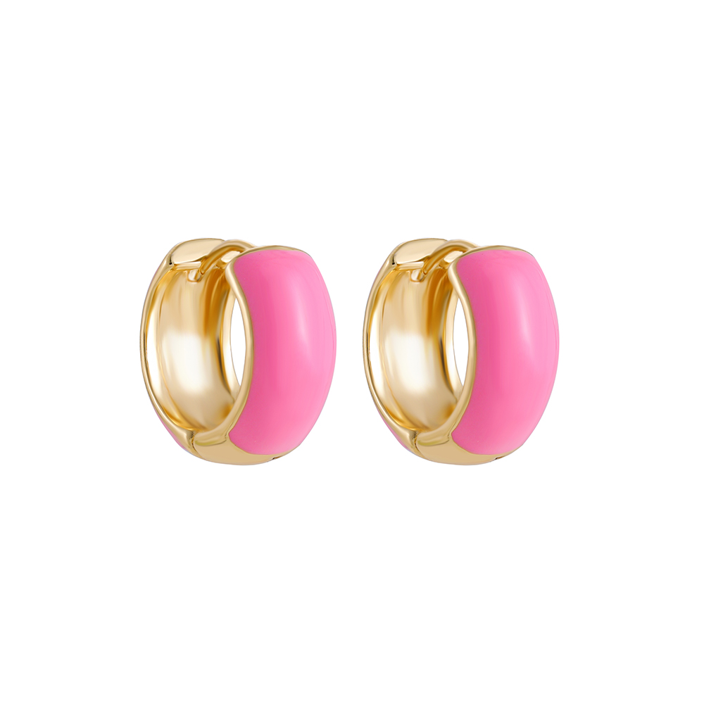 Simple Style Round Copper Hoop Earrings Enamel Copper Earrings 1 Pair