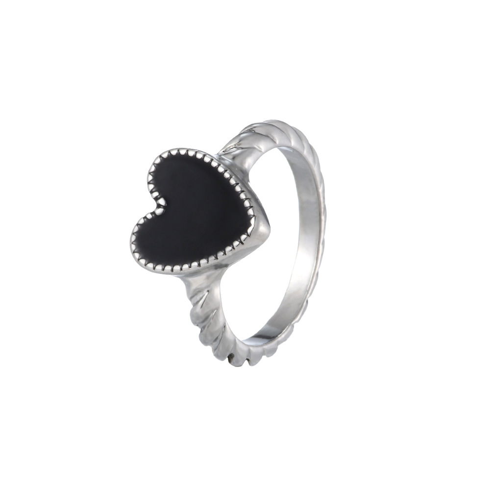 Fashion Heart Shape Spiral Stripe Alloy Enamel Rings 1 Piece