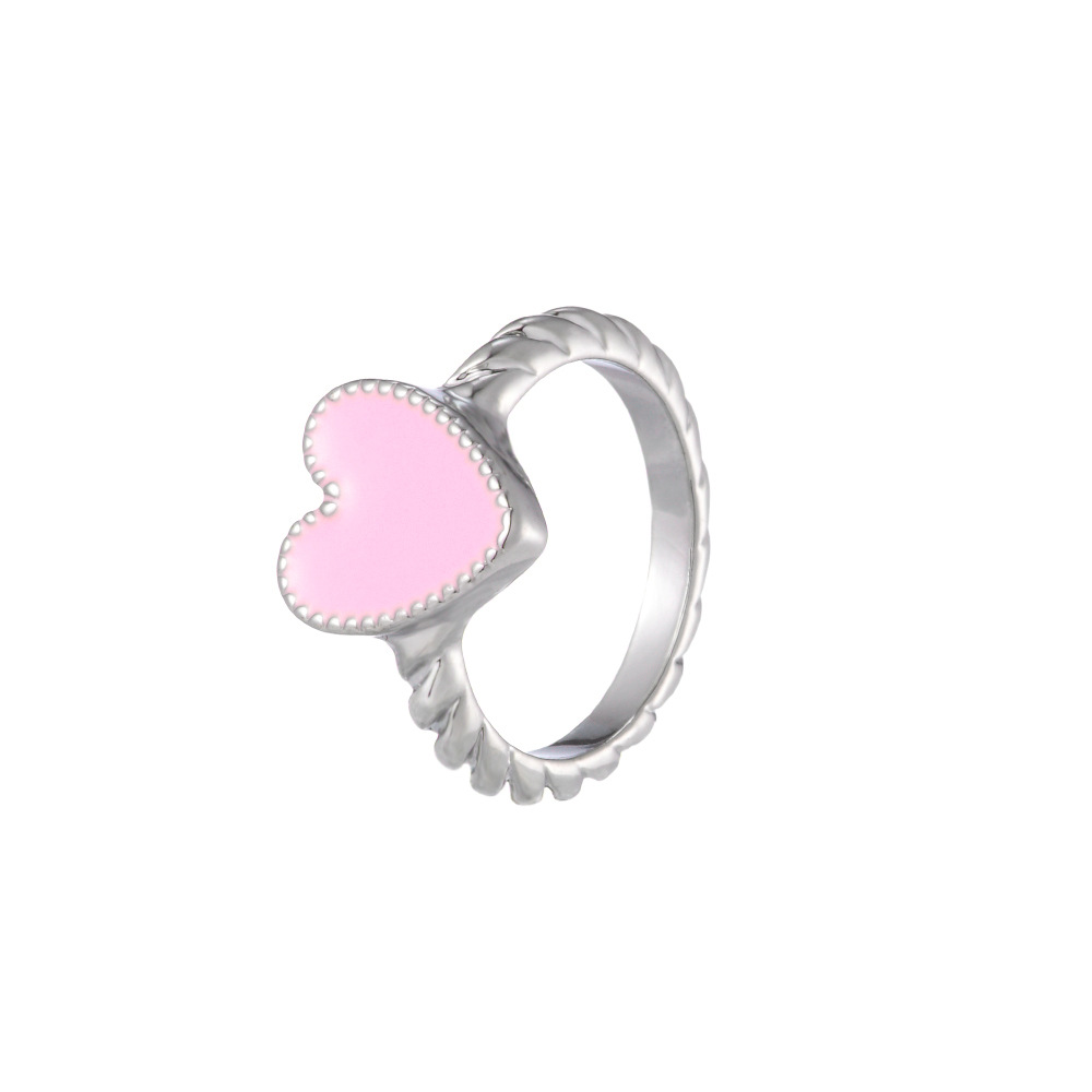 Fashion Heart Shape Spiral Stripe Alloy Enamel Rings 1 Piece