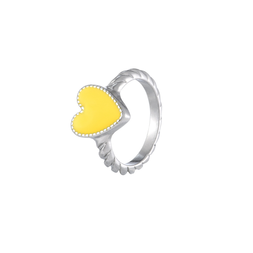 Fashion Heart Shape Spiral Stripe Alloy Enamel Rings 1 Piece