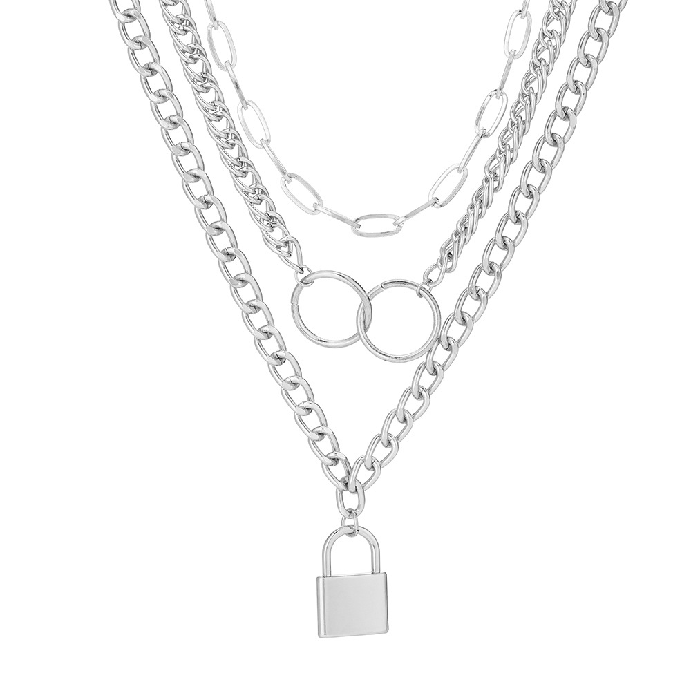 Simple Style Lock Alloy Layered Necklace 1 Set