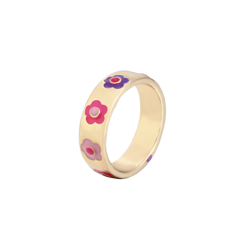 Fashion Heart Shape Flower Butterfly Alloy Enamel Rings 1 Piece