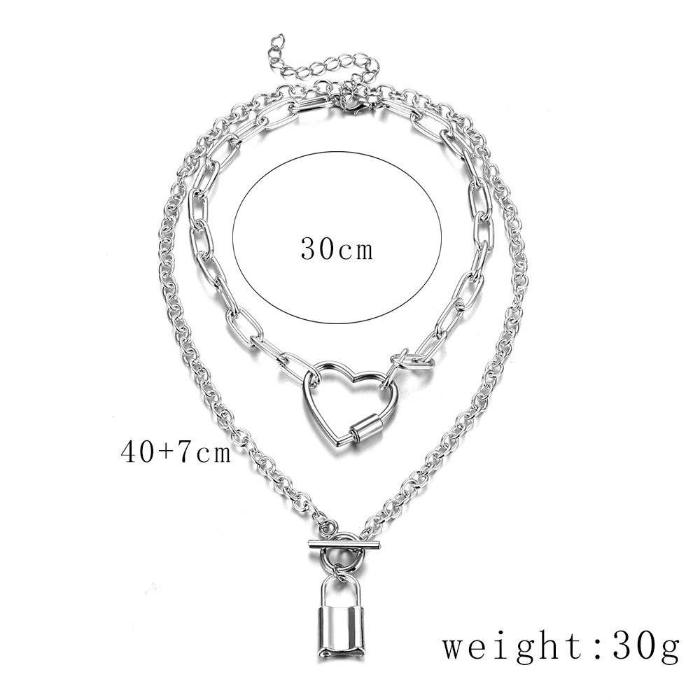 Simple Style Heart Shape Lock Alloy Plating Necklace 2 Piece Set