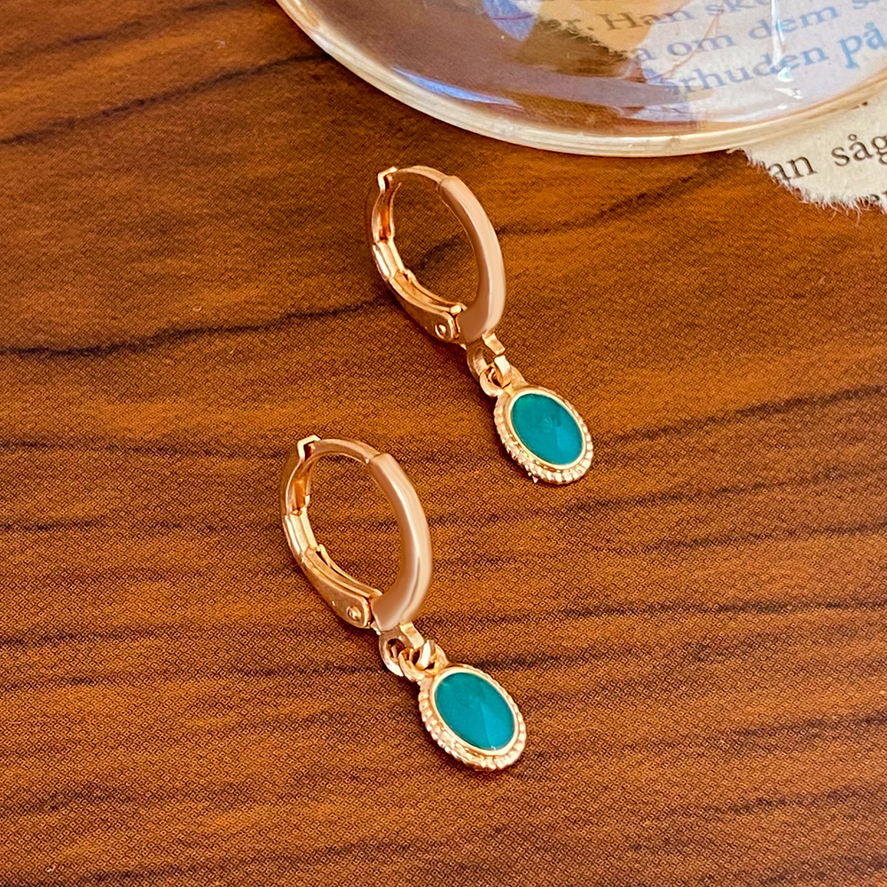 Simple Style Oval Alloy Enamel Dangling Earrings 1 Pair