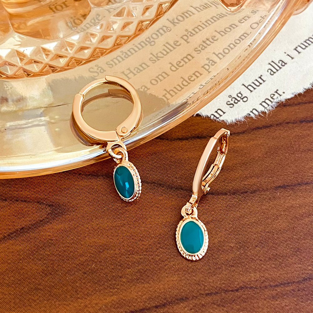 Simple Style Oval Alloy Enamel Dangling Earrings 1 Pair