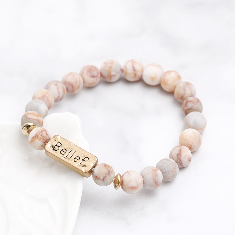 Retro Letter natural stone Bracelets Beaded 1 Piece