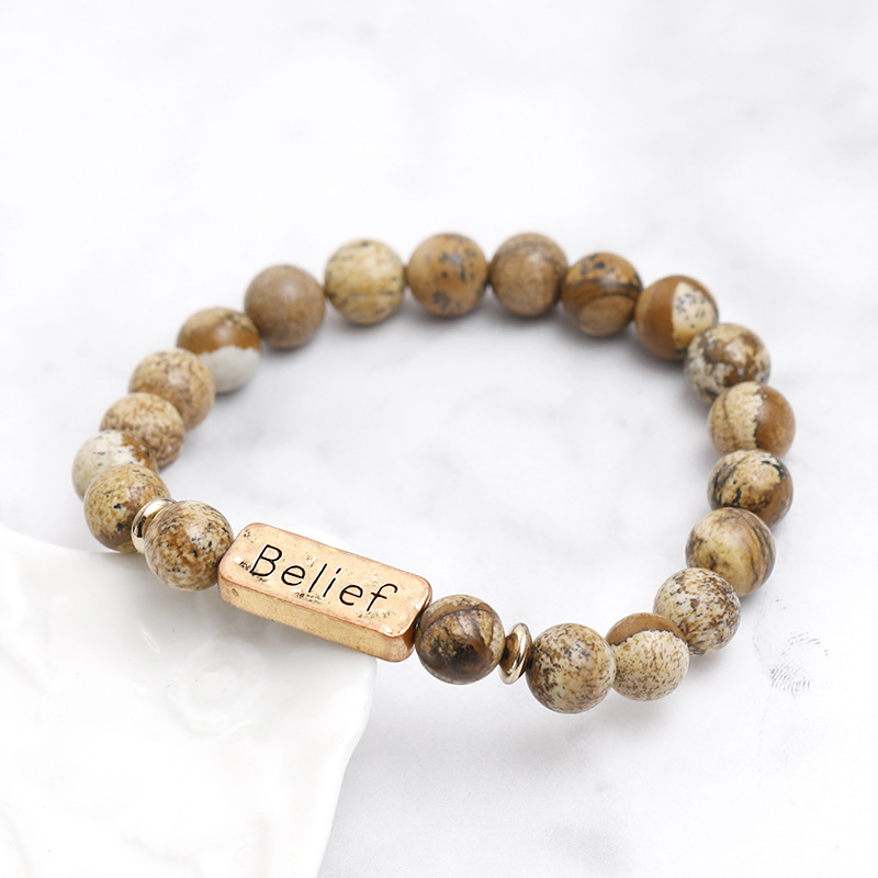 Retro Letter natural stone Bracelets Beaded 1 Piece