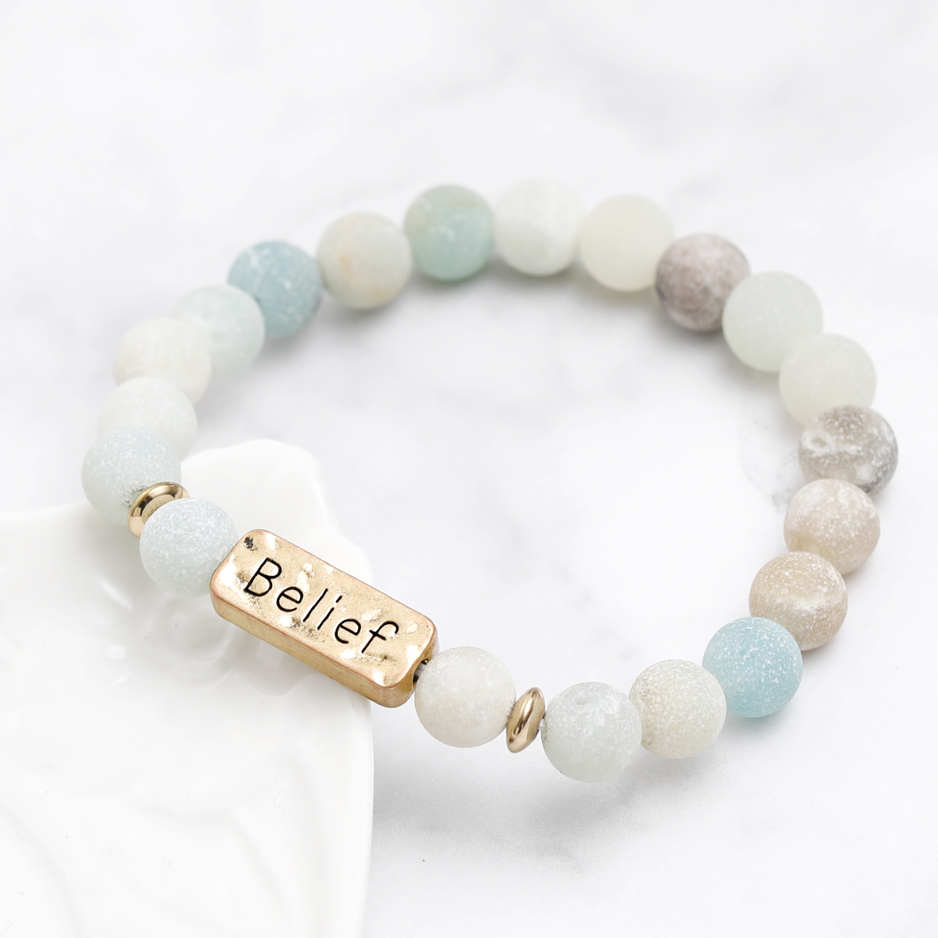 Retro Letter natural stone Bracelets Beaded 1 Piece