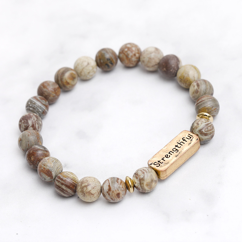 Vintage Style Letter natural stone Bracelets Beaded 1 Piece