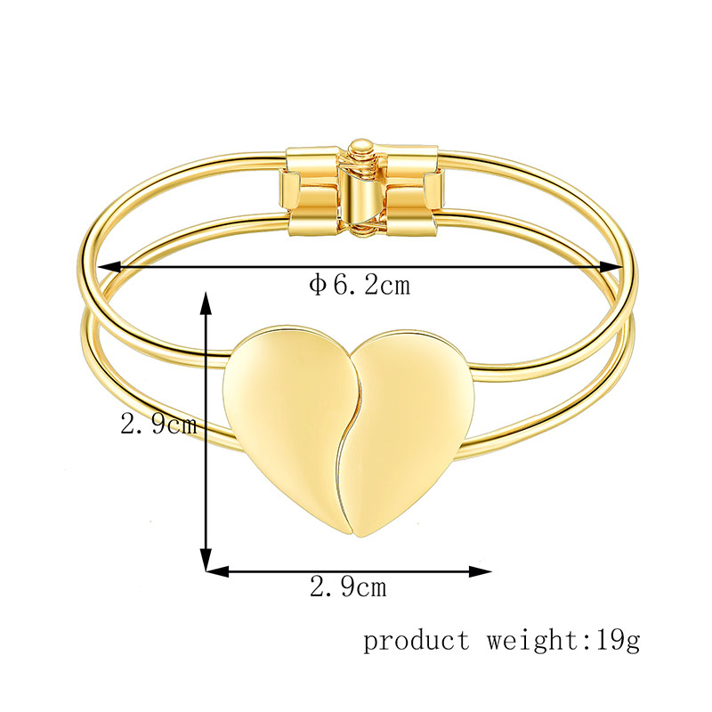 Simple Style Heart Shape Alloy Plating Bangle