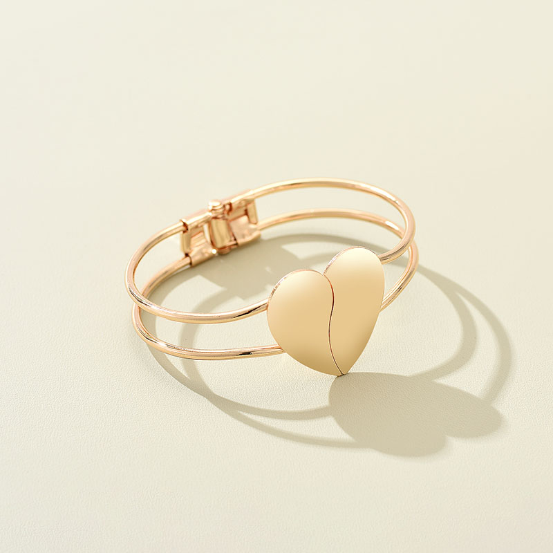 Simple Style Heart Shape Alloy Plating Bangle